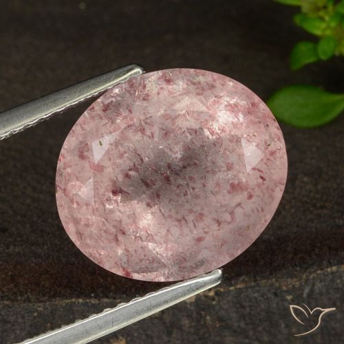 7.37ct Natural Luz rosa Quartzo Morango, oval, Translúcido