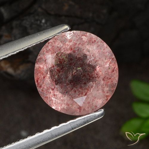 2.07ct Natural rosa rosa Quartzo Morango, Redondo, Translúcido