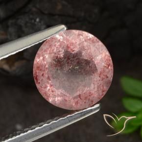 Quartzo Morango rosa rosa Natural 2.07ct, Redondo, Translúcido