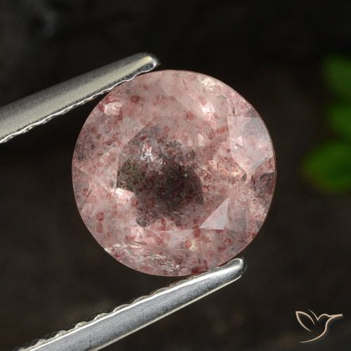 1.84ct Natural Luz rosa Quartzo Morango, Redondo, Translúcido