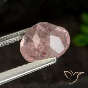 Quartzo Morango Luz rosa Natural 1.84ct, Redondo, Translúcido