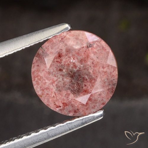 1.94ct Natural rosa médio Quartzo Morango, Redondo, Translúcido
