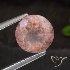 Quartzo Morango Rosa escuro Natural 1.63ct, Redondo, Translúcido