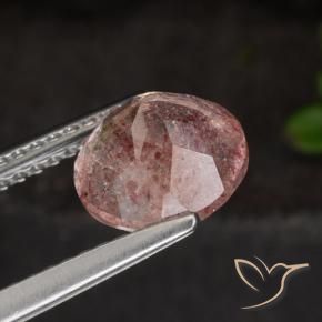 Quartzo Morango Rosa escuro Natural 1.63ct, Redondo, Translúcido