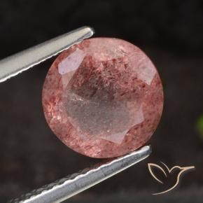 Quartzo Morango Rosa escuro Natural 1.98ct, Redondo, Translúcido