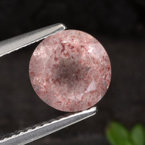 Quartzo morango rosa natural 1,90ct, corte redondo, translúcido