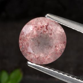 Quartzo morango rosa natural 1,90ct, corte redondo, translúcido