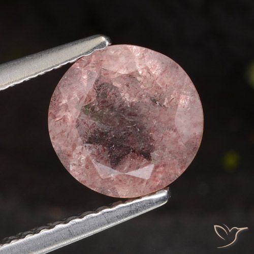 1.67ct Natural rosa médio Quartzo Morango, Redondo, Translúcido