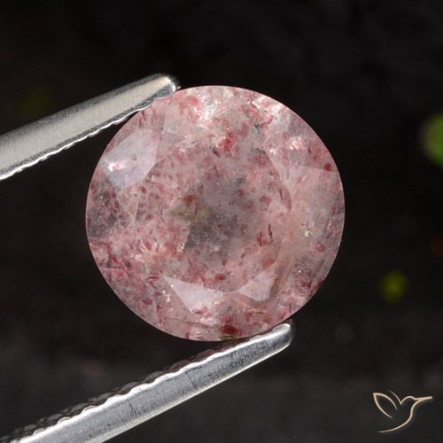 1.99ct Natural rosa rosa Quartzo Morango, Redondo, Translúcido