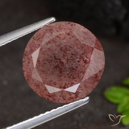 4.67ct Natural Rosa Profundo Quartzo Morango, Redondo, Translúcido