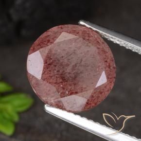 Quartzo Morango Rosa Profundo Natural 4.67ct, Redondo, Translúcido