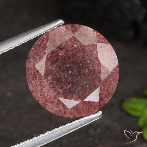 4.88ct Natural Rosa escuro Quartzo Morango, Redondo, Translúcido