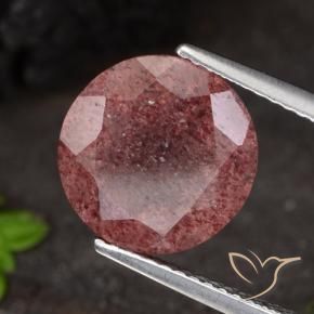 Quartzo Morango Rosa escuro Natural 4.88ct, Redondo, Translúcido