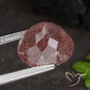 Quartzo Morango Rosa escuro Natural 4.88ct, Redondo, Translúcido