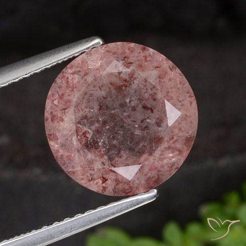 4.42ct Natural Rosa Chiclete Claro Quartzo Morango, Redondo, Translúcido