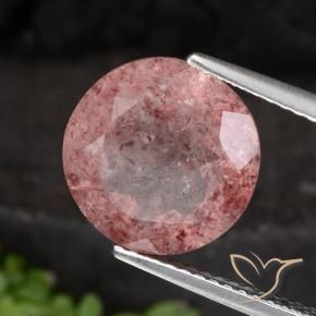 Quartzo Morango Rosa Chiclete Claro Natural 4.42ct, Redondo, Translúcido