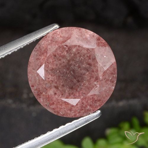 4.89ct Natural rosa rosa Quartzo Morango, Redondo, Translúcido