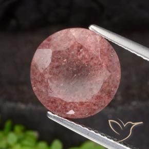 Quartzo Morango rosa rosa Natural 4.89ct, Redondo, Translúcido
