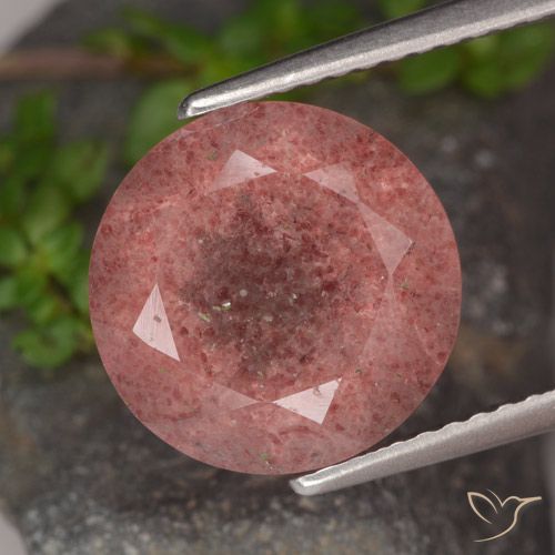 4.73ct Natural Rosa Profundo Quartzo Morango, Redondo, Translúcido