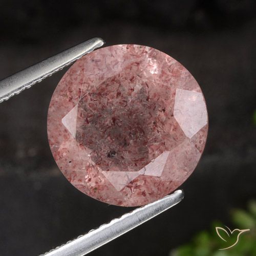 4.28ct Natural Rosa escuro Quartzo Morango, Redondo, Translúcido