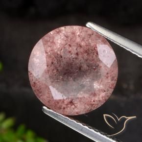 Quartzo Morango Rosa escuro Natural 4.28ct, Redondo, Translúcido