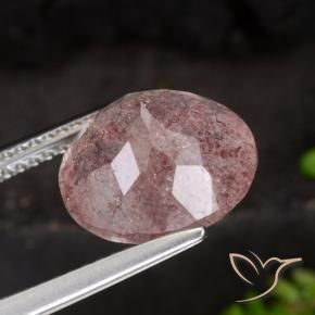 Quartzo Morango Rosa escuro Natural 4.28ct, Redondo, Translúcido