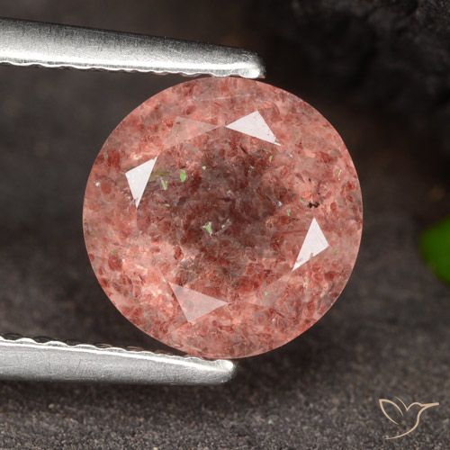 1.96ct Natural Framboesa Rosa Quartzo Morango, Redondo, Translúcido
