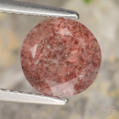 1.76ct Natural rosa médio Quartzo Morango, Redondo, Translúcido