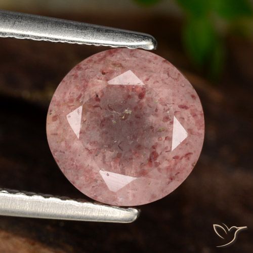 1.84ct Natural Rosa Claro Rosa Quartzo Morango, Redondo, Translúcido