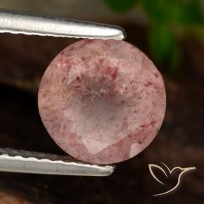Quartzo Morango Rosa Claro Rosa Natural 1.84ct, Redondo, Translúcido