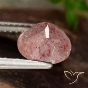 Quartzo Morango Rosa Claro Rosa Natural 1.84ct, Redondo, Translúcido