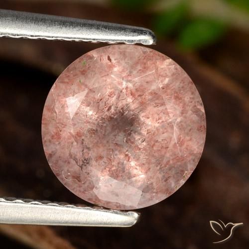 1.92ct Natural Rosa médio-escuro Quartzo Morango, Redondo, Translúcido