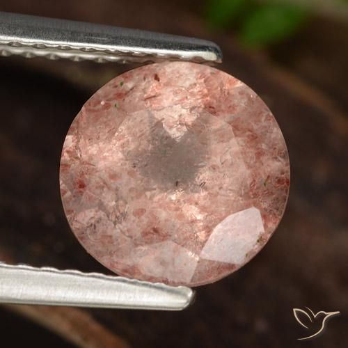Quartzo Morango Rosa médio-escuro Natural 1.92ct, Redondo, Translúcido