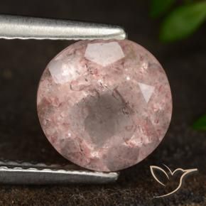 Quartzo Morango Rosa Terroso Natural 1.97ct, Redondo, Translúcido