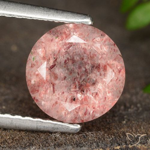 1.84ct Natural joaninha vermelha Quartzo Morango, Redondo, Translúcido