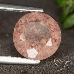 Quartzo Morango Laranja Rosa Natural 1.75ct, Redondo, Translúcido