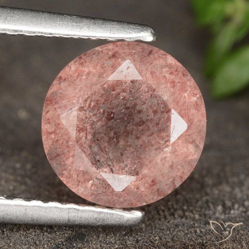 1.83ct Natural Rosa Profundo Quartzo Morango, Redondo, Translúcido