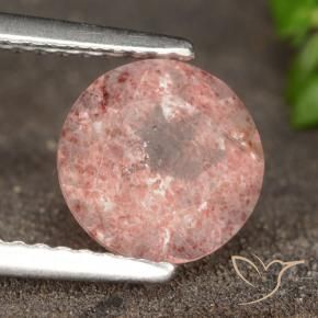 Quartzo Morango Rosa Terroso Natural 1.73ct, Redondo, Translúcido