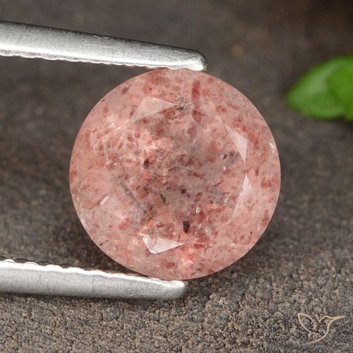 1.70ct Natural rosa médio Quartzo Morango, Redondo, Translúcido