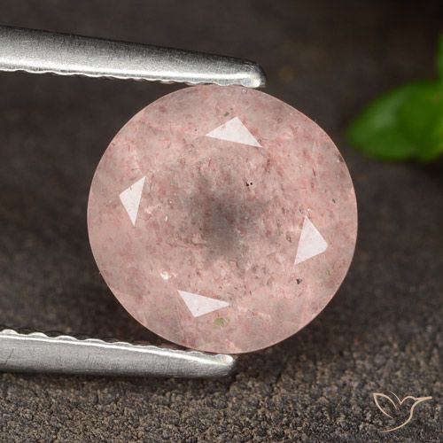 1.93ct Natural Rosa Flamingo Quartzo Morango, Redondo, Translúcido