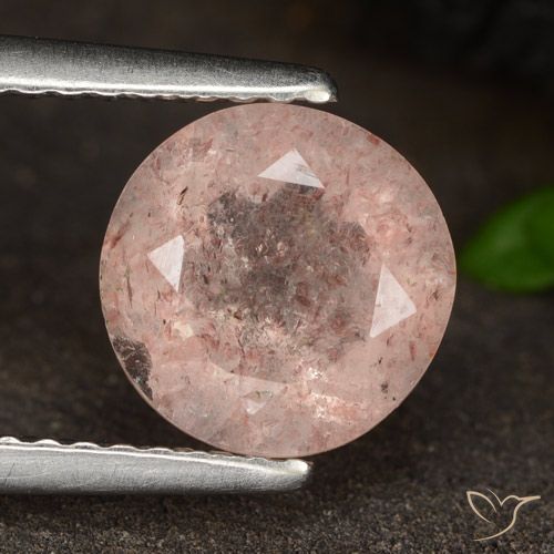 1.78ct Natural Luz rosa Quartzo Morango, Redondo, Translúcido