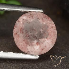 Quartzo Morango Rosa Terroso Natural 1.78ct, Redondo, Translúcido