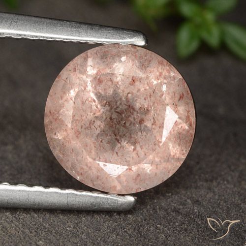1.72ct Natural Rosa Médio Claro Quartzo Morango, Redondo, Translúcido