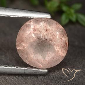 Quartzo Morango Rosa Médio Claro Natural 1.72ct, Redondo, Translúcido