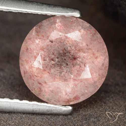 1.88ct Natural Rosa Flamingo Quartzo Morango, Redondo, Translúcido