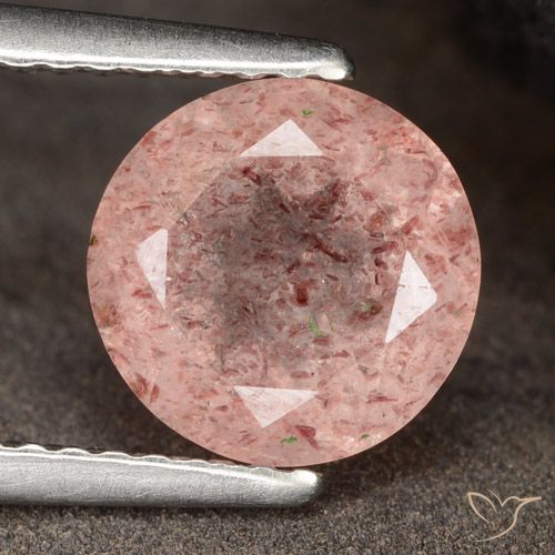 1.98ct Natural Rosa Terroso Quartzo Morango, Redondo, Translúcido