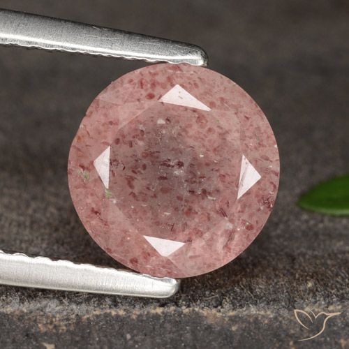 1.72ct Natural Rosa Claro Rosa Quartzo Morango, Redondo, Translúcido