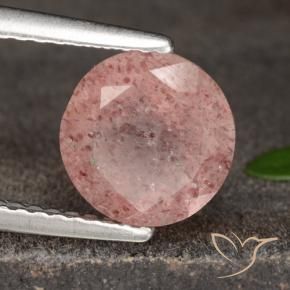 Quartzo Morango Rosa Claro Rosa Natural 1.72ct, Redondo, Translúcido