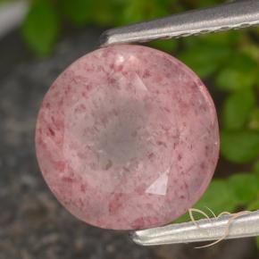 Quartzo Morango Rosa Médio Claro Natural 1.90ct, Redondo, Translúcido