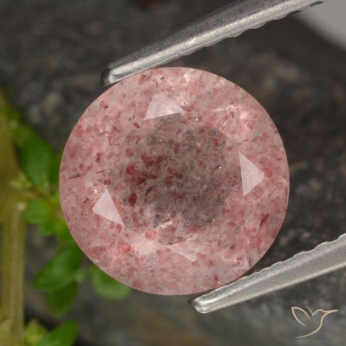 1.77ct Natural Rosa Claro Rosa Quartzo Morango, Redondo, Translúcido